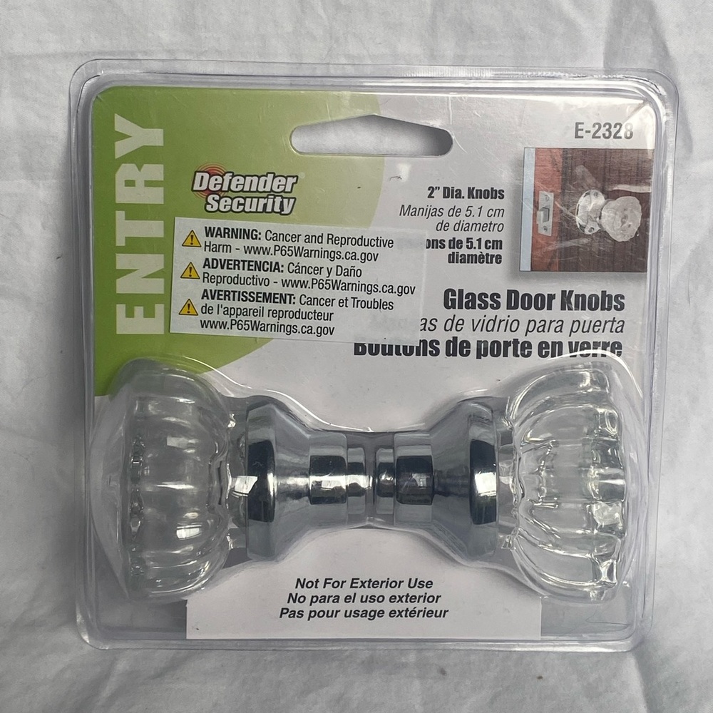 Defender Security 2in. Glass Door Knob & Spindle Set- E-2328